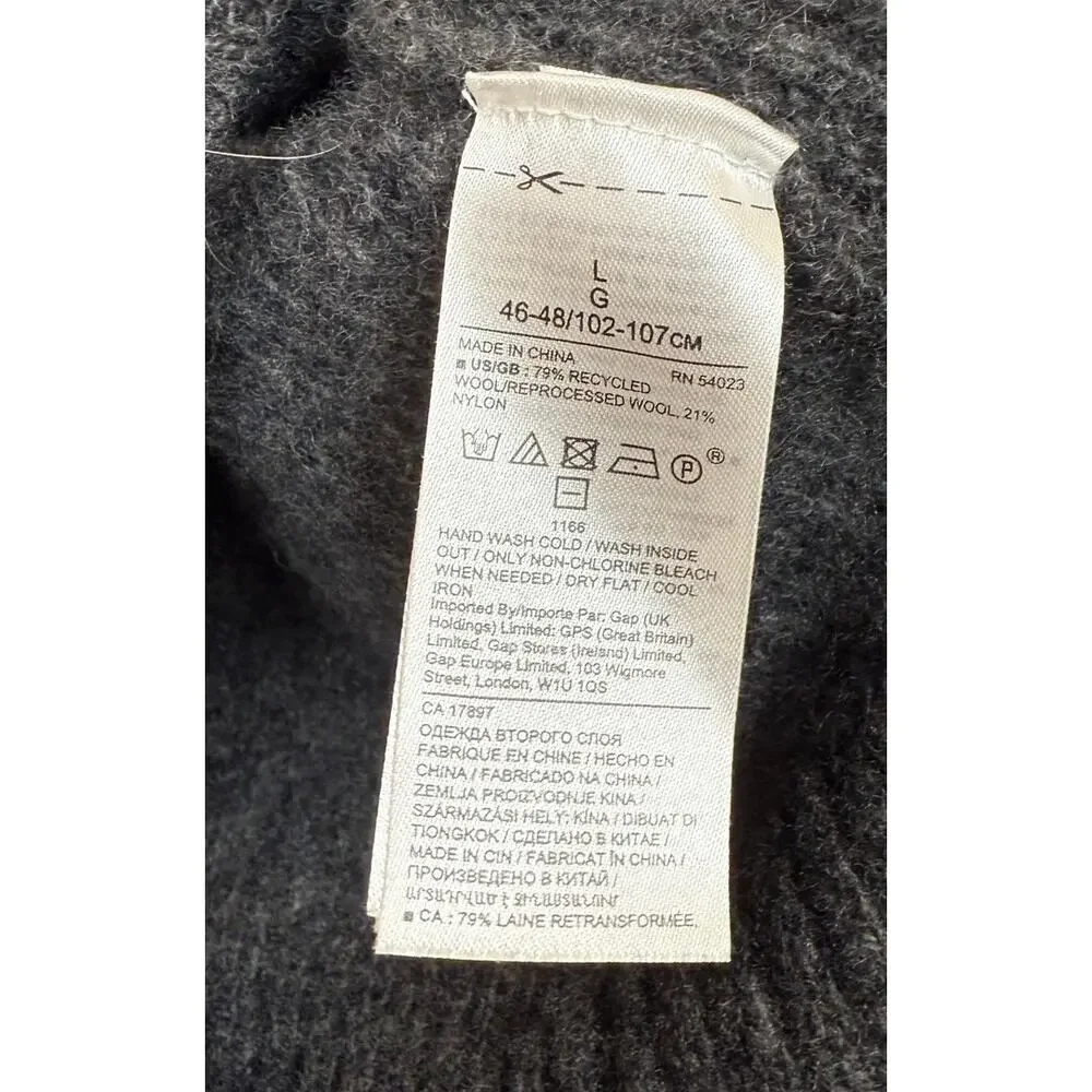 Banana Republic Gray Wool Italian Yarn Sweater Large Minimalistic Preppy Casual